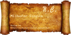 Milhofer Cinnia névjegykártya